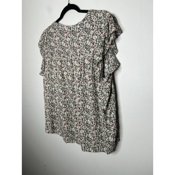 Knox Rose Top Shirt Womens Floral Flowy Boho Blouse Short Sleeve Size XL - Picture 2 of 7
